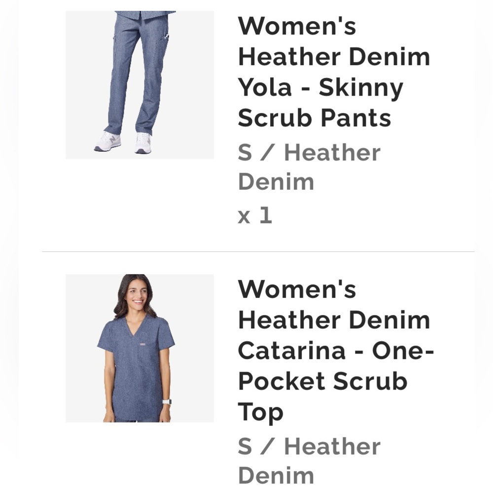 Figs Scrub Set. Heather Denim. Catarina top/Yola pant (Small)